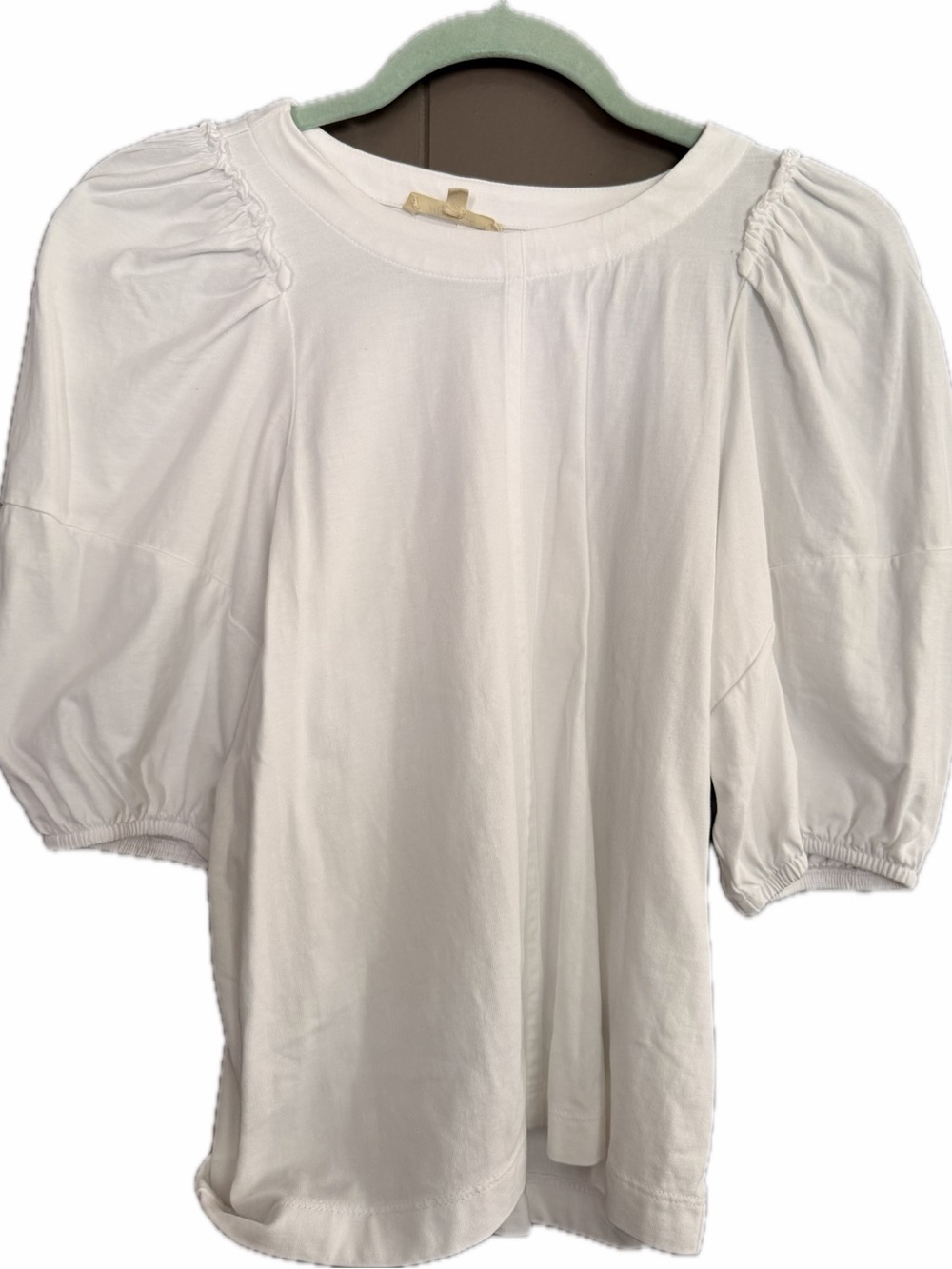 Madewell White Puff-Sleeve Crewneck Top
